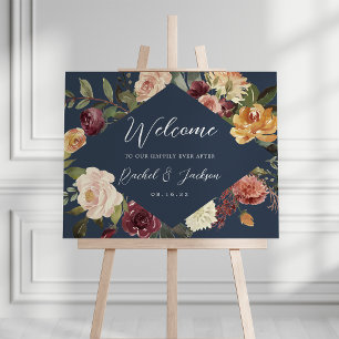 Rustic Bloom Floral Wedding Welcome Sign