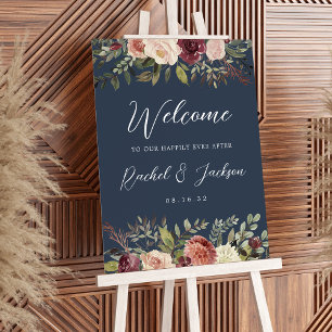 Rustic Bloom   Floral Wedding Welcome Sign