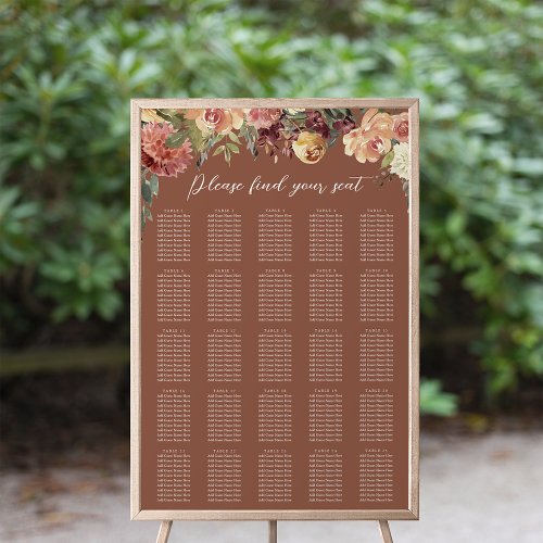 Rustic Bloom Floral XL Wedding Seating Chart