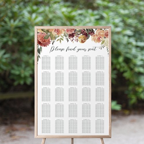 Rustic Bloom Floral XL Wedding Seating Chart