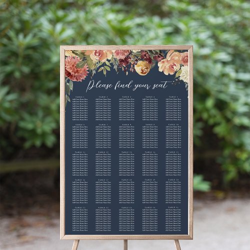 Rustic Bloom Floral XL Wedding Seating Chart