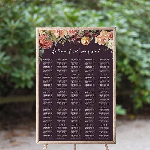 Rustic Bloom Floral XL Wedding Seating Chart