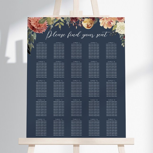 Rustic Bloom Floral XL Wedding Seating Chart Foam Board (Creator Uploaded)