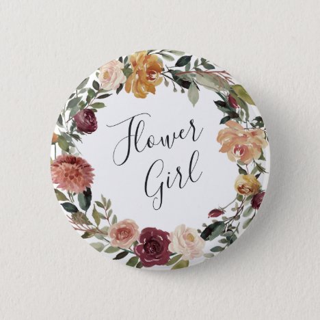 Rustic Bloom Flower Girl Button