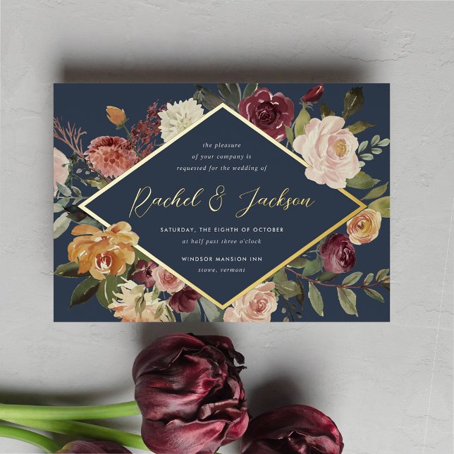 Rustic Bloom Geometric Floral Wedding Foil Invitation (Creator Uploaded)