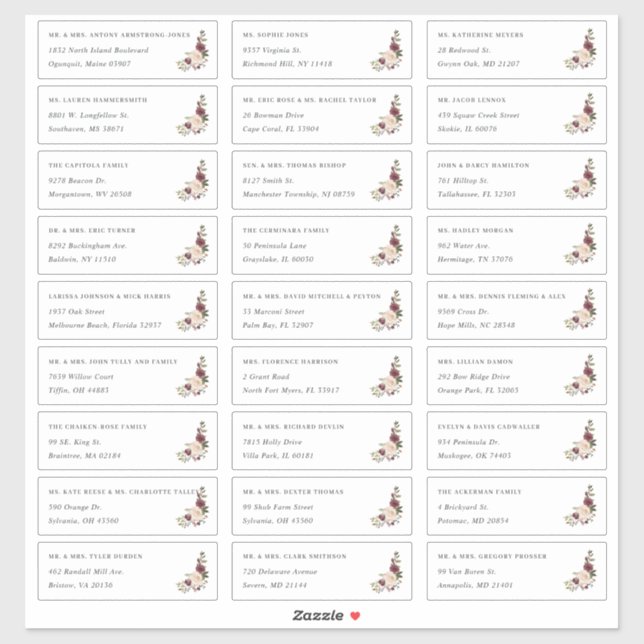 Rustic Bloom | Individual Guest Address Labels (Sheet)