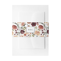 Rustic Bloom Monogram Invitation Belly Band