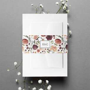 Rustic Bloom Monogram Invitation Belly Band