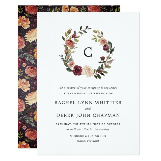 Rustic Bloom Monogram Wedding Invitation