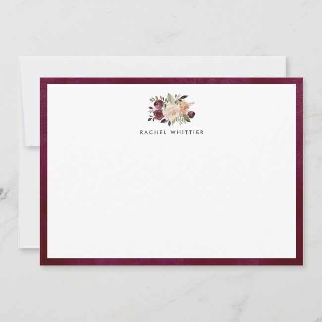 Rustic Bloom Personalized Stationery Flat Card