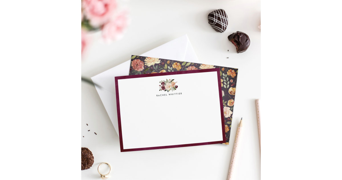  Personalized Floral Stationary with Envelopes, FLAT