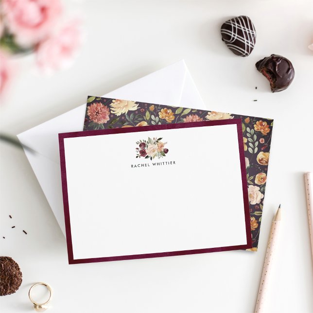 Rustic Bloom Personalized Stationery Flat Card (Creator Uploaded)
