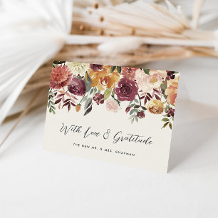 Rustic Bloom Personalized Wedding Letterpress Thank You Card
