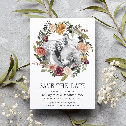 Rustic Bloom  Photo Save the Date Card