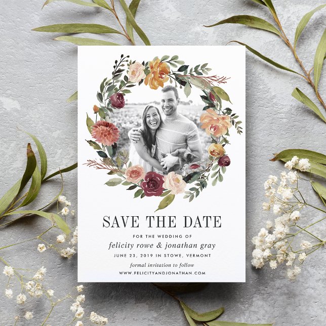 Rustic Bloom | Photo Save the Date Card (Creator Uploaded)