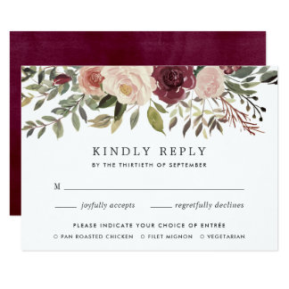 Rustic Bloom RSVP Card with Meal Choice