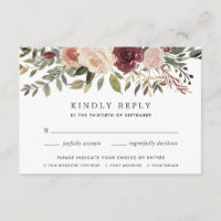 Rustic Bloom RSVP Card with Meal Choice