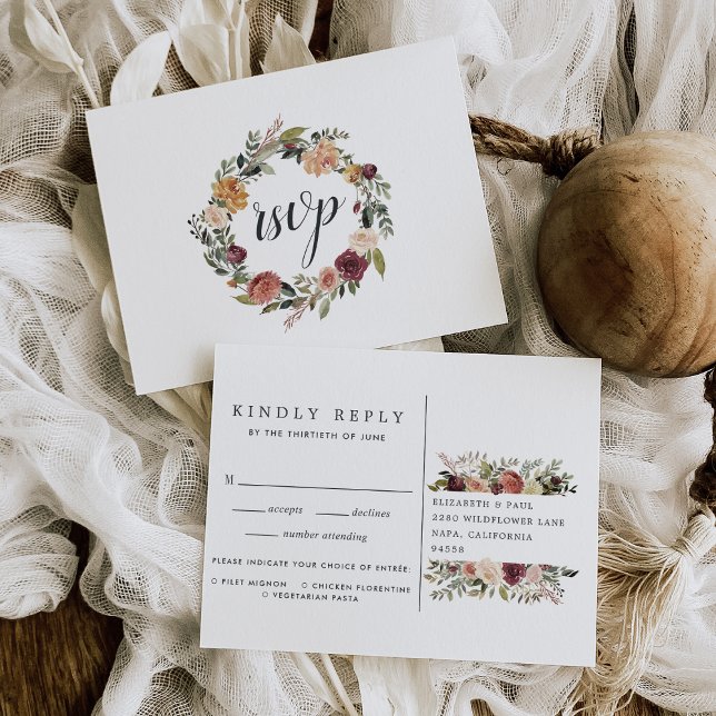 Rustic Bloom RSVP Postcard with Meal Choice (Creator Uploaded)