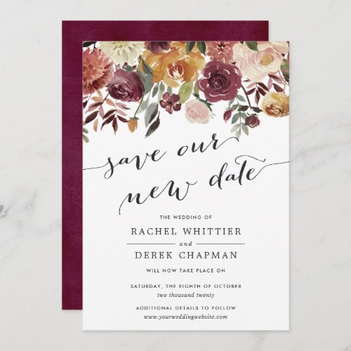 Rustic Bloom Save Our New Date Wedding Invitation