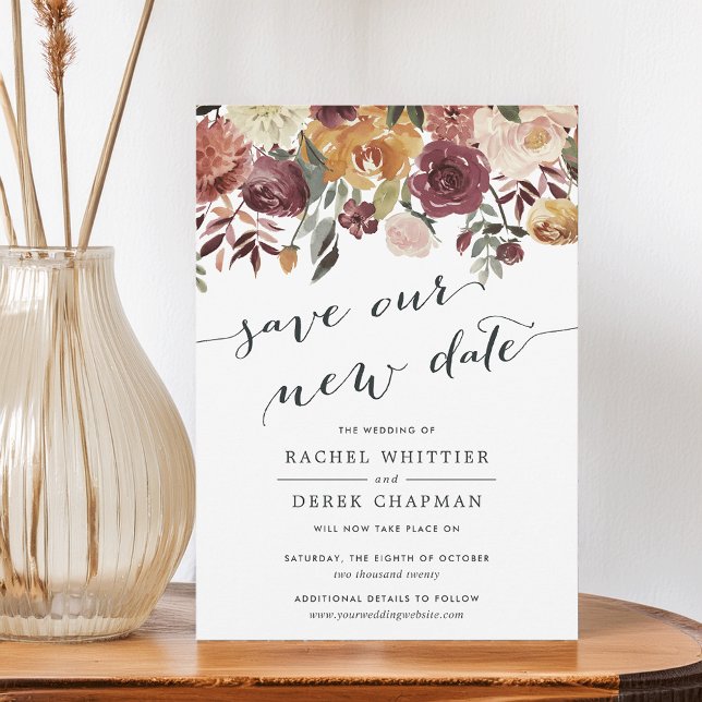 Rustic Bloom "Save Our New Date" Wedding Invitation (Creator Uploaded)
