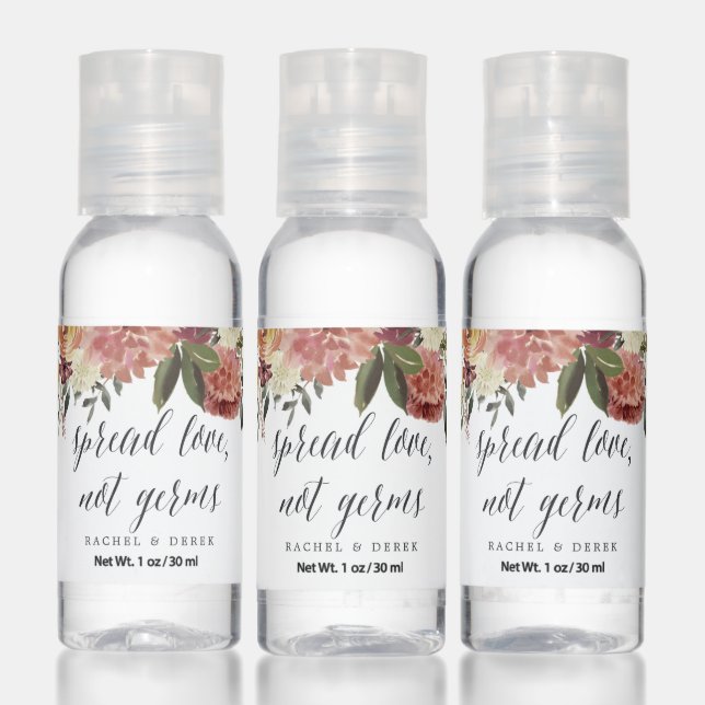Rustic Bloom | Spread Love, Not Germs Wedding Hand Sanitizer (Set)