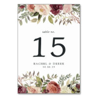 Rustic Bloom Table Number Card