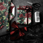 Rustic Bloom | Terracotta and Marsala Monogram Wrapping Paper<br><div class="desc">Bold Florals: Vibrant hand-painted burgundy, blush and navy flowers in a watercolor floral garland wreath corner frame embellished by botanical laurel and deep hunter forest green accents. From the "Boho Bloom" collection, this gorgeous layout features a rich Bohemian wildflower bouquet with radiant flower blooms and eucalyptus greenery foliage. For other...</div>