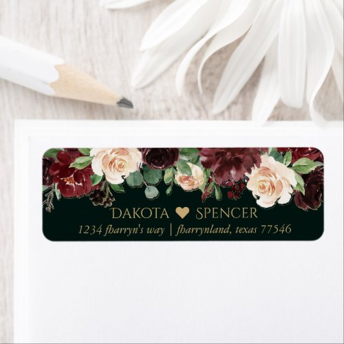 Rustic Bloom  Terracotta and Marsala Red Address Label