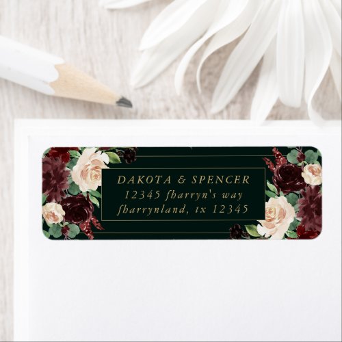 Rustic Bloom  Terracotta and Marsala Red Address Label