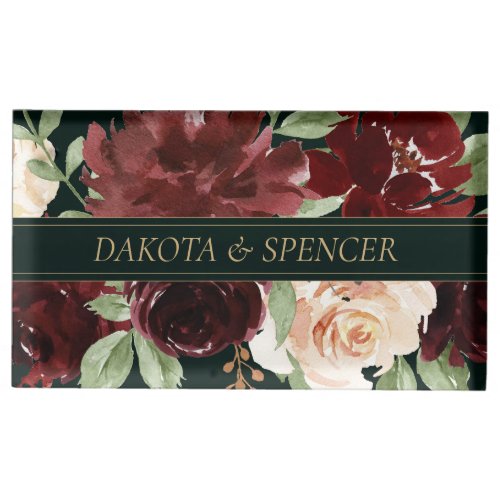 Rustic Bloom  Terracotta and Marsala Red Custom Place Card Holder