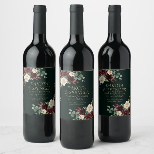 Rustic Bloom  Terracotta and Marsala Red Favor Wine Label