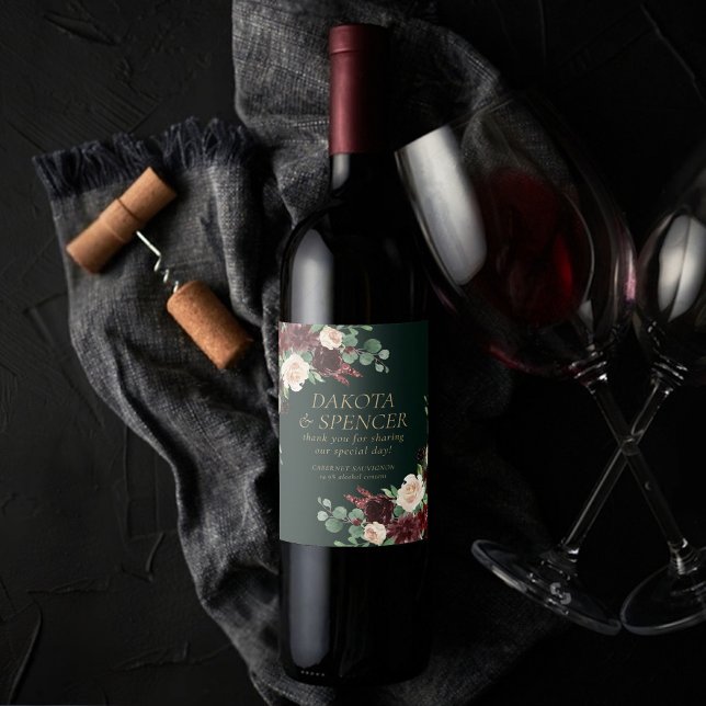 Rustic Bloom | Terracotta and Marsala Red Favor Wine Label (Creator Uploaded)