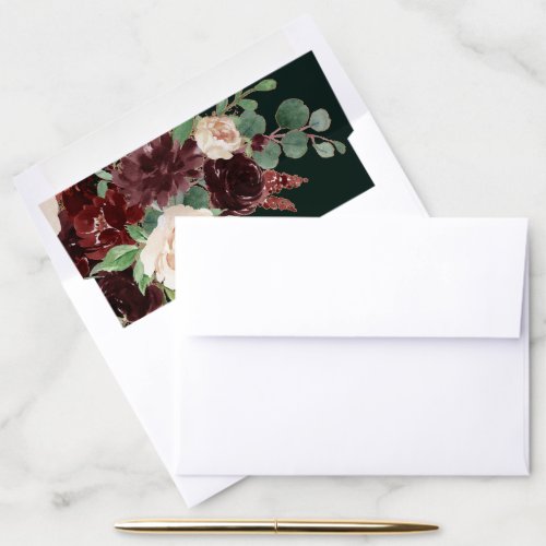 Rustic Bloom  Terracotta and Marsala Red Floral Envelope Liner