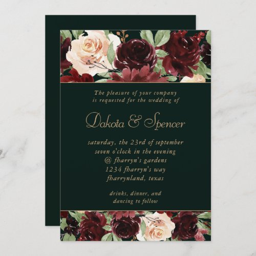 Rustic Bloom  Terracotta and Marsala Red Floral Invitation