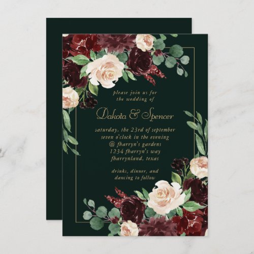 Rustic Bloom  Terracotta and Marsala Red Floral Invitation