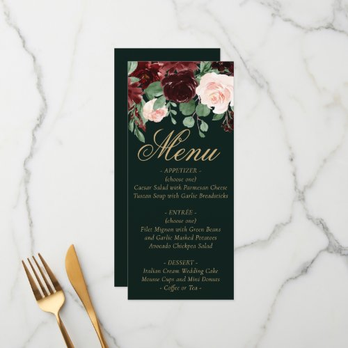 Rustic Bloom  Terracotta and Marsala Red Floral Menu