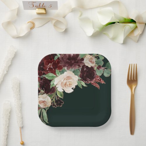 Rustic Bloom  Terracotta and Marsala Red Floral Paper Plates