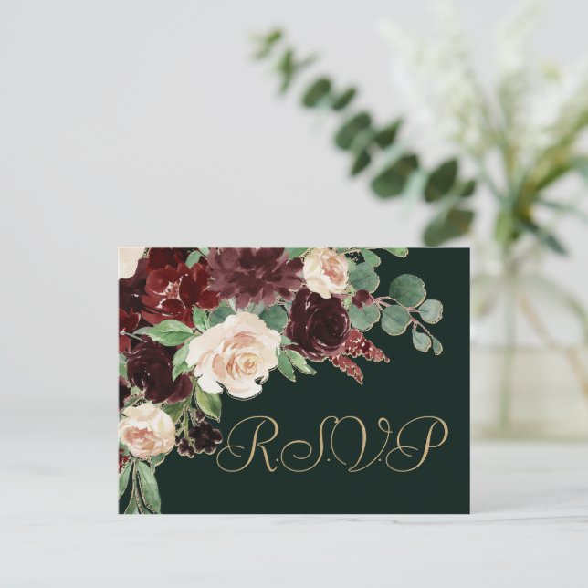 Rustic Bloom | Terracotta and Marsala RSVP Entree Postcard (Standing Front)