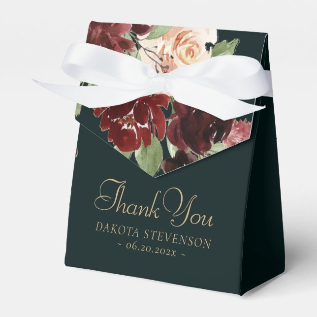 Rustic Bloom | Terracotta Marsala Love and Thanks Favor Boxes (Front Side)
