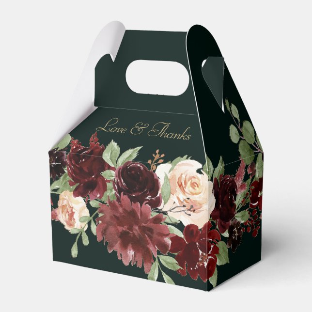 Rustic Bloom | Terracotta Marsala Love and Thanks Favor Boxes (Front Side)