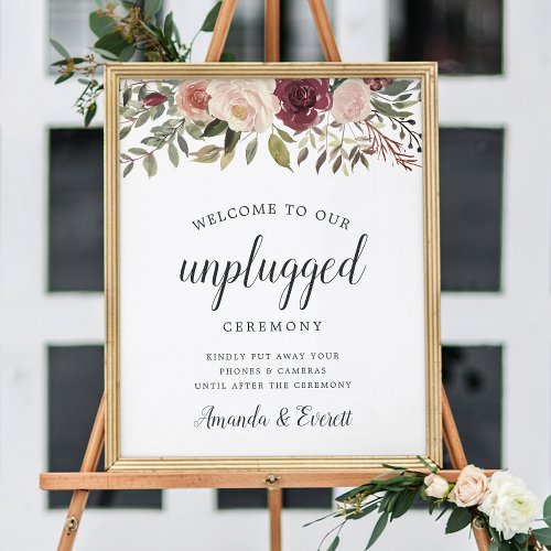 Rustic Bloom Unplugged Ceremony Wedding Sign
