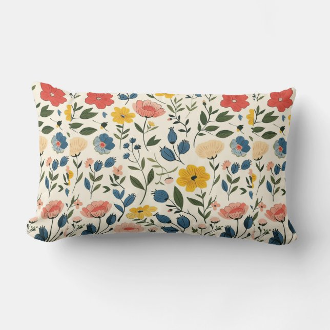 Rustic Bloom Warmth Lumbar Pillow (Front)