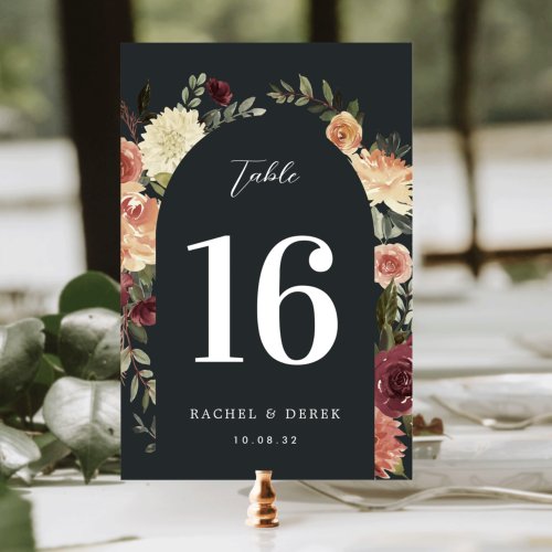Rustic Bloom Watercolor Floral Arch Table Number