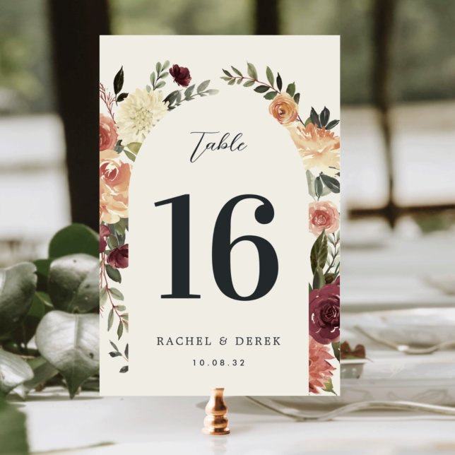 Rustic Bloom Watercolor Floral Arch Table Number (Creator Uploaded)