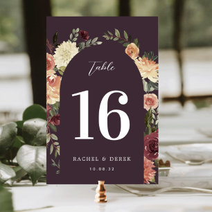 Rustic Bloom Watercolor Floral Arch Table Number