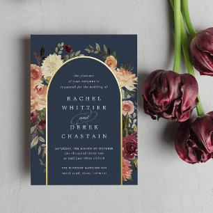 Rustic Bloom Watercolor Floral Arch Wedding Foil Invitation