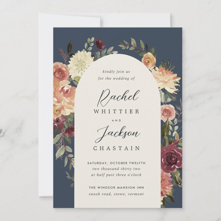 Rustic Bloom Watercolor Floral Arch Wedding Invitation
