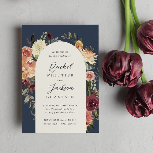 Rustic Bloom Watercolor Floral Arch Wedding Invitation