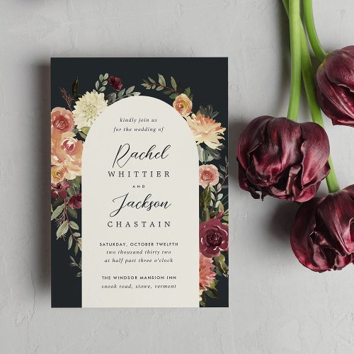 Rustic Bloom Watercolor Floral Arch Wedding Invitation