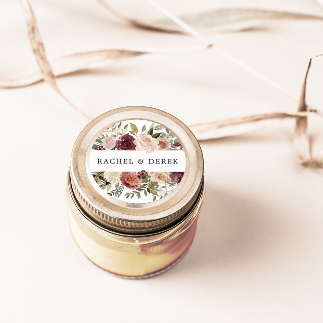 Rustic Bloom | Watercolor Floral Classic Round Sticker (Creator Uploaded)